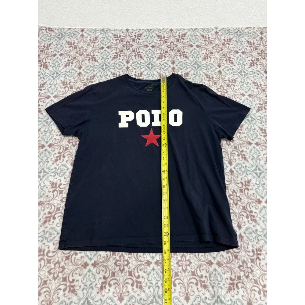 Polo Ralph Lauren Mens Navy Blue Graphic T-Shirt Red Star Logo Size Large